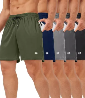 5 Pack Gym Shorts Men 5 Inch Quick Dry Mesh Shorts Men Lightweight Training Athletic Running Shorts with Pockets