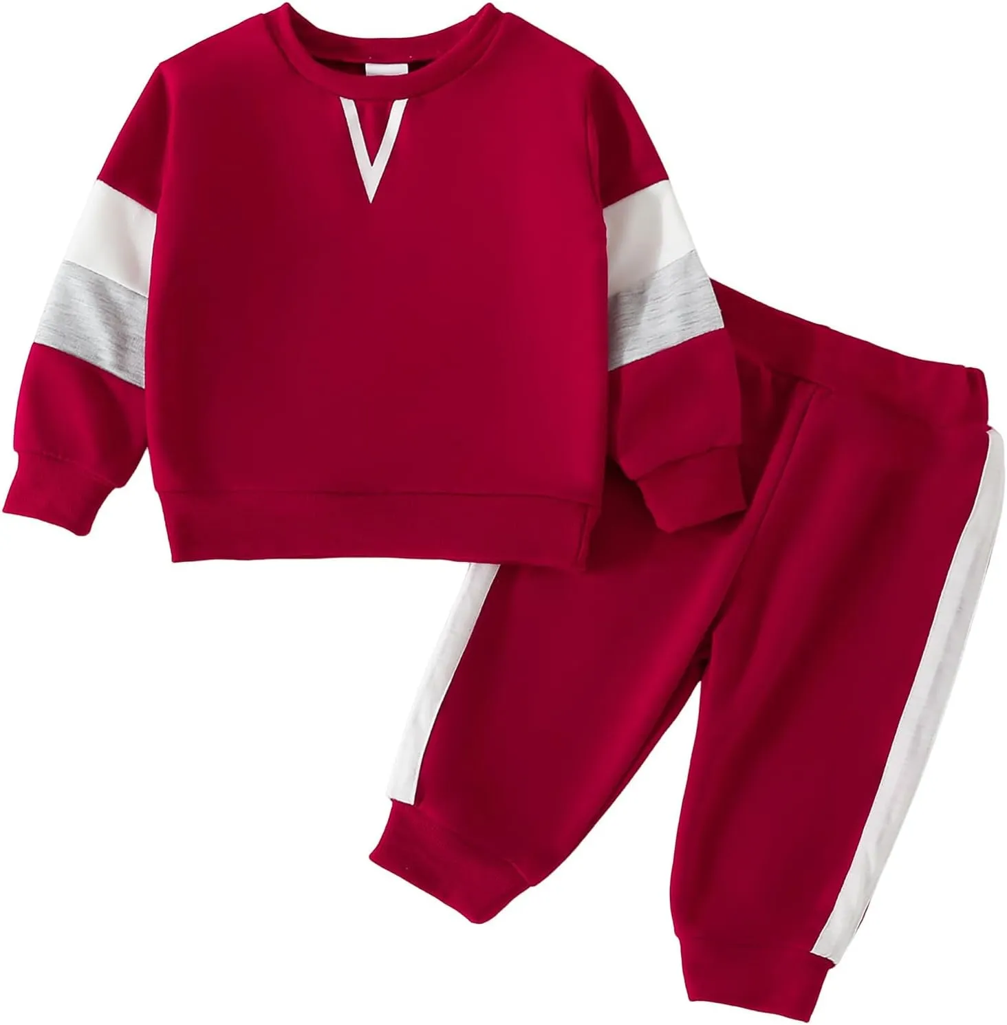 Boy's Pant Sets Long Sleeve Summer Fall Color Blocking Pullover And Pants Teen Sweatsuit Set Soft Sport Clothes