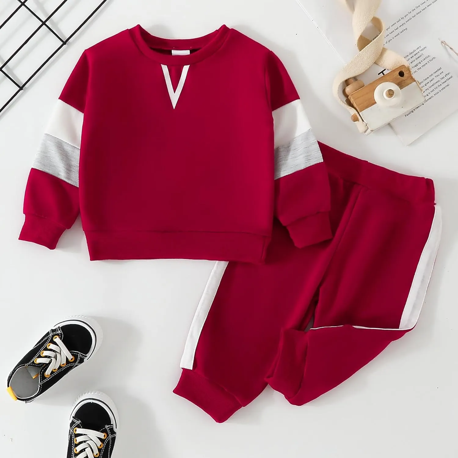 Boy's Pant Sets Long Sleeve Summer Fall Color Blocking Pullover And Pants Teen Sweatsuit Set Soft Sport Clothes