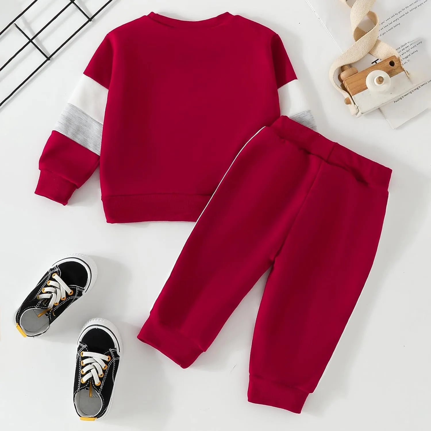 Boy's Pant Sets Long Sleeve Summer Fall Color Blocking Pullover And Pants Teen Sweatsuit Set Soft Sport Clothes