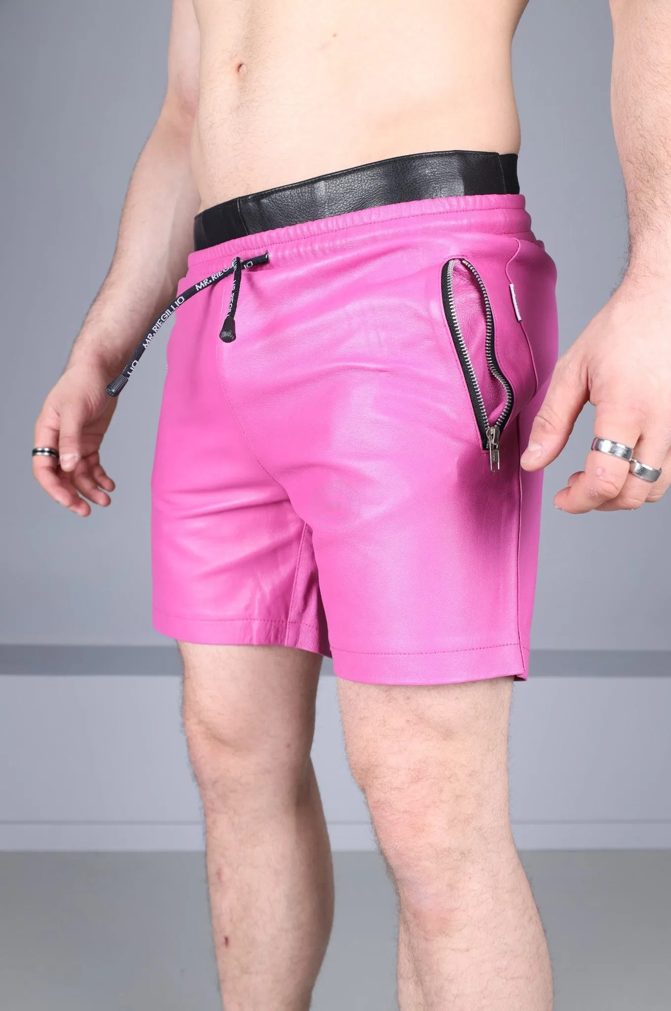 Bright Pink Leather Track Short