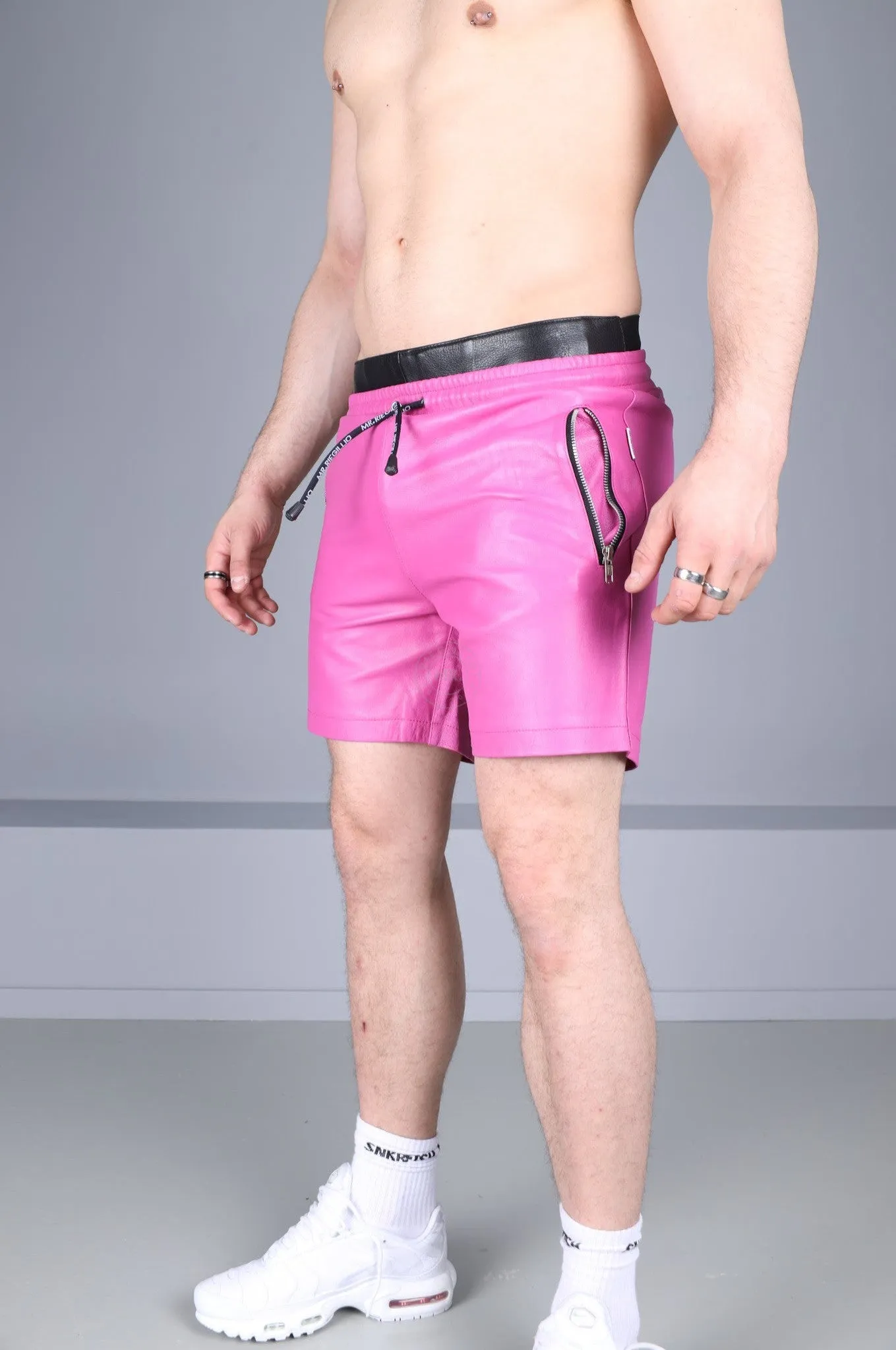 Bright Pink Leather Track Short