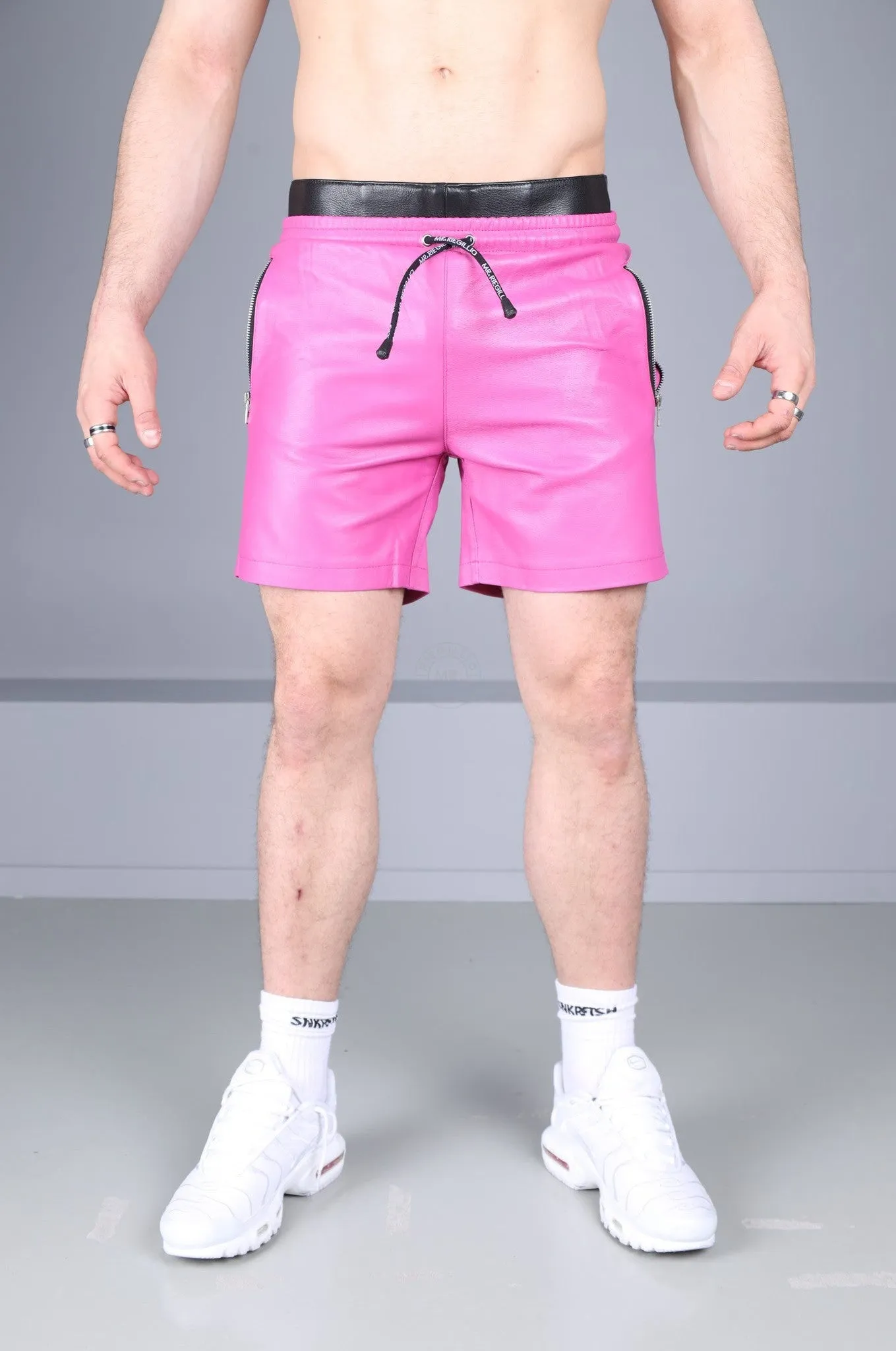 Bright Pink Leather Track Short