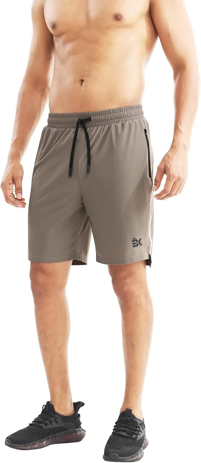 BROKIG Men's Lightweight Athletic Shorts 7 inch, Quick Dry Running Gym Workout Shorts for Men with Zip Pockets