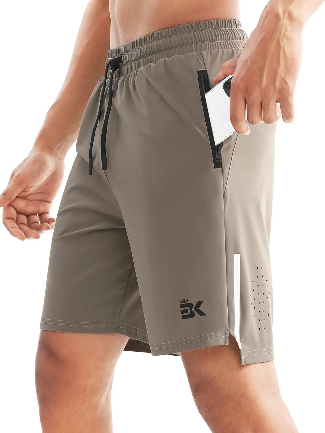 BROKIG Men's Lightweight Athletic Shorts 7 inch, Quick Dry Running Gym Workout Shorts for Men with Zip Pockets