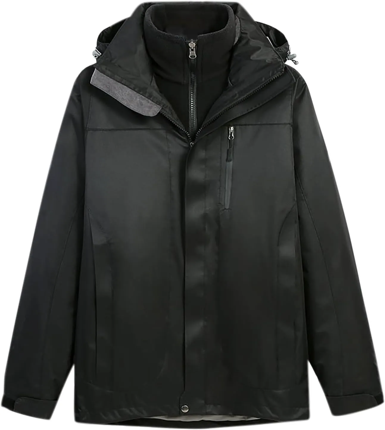 Cambkatl Men's Softshell Jacket 3-in-1 Windbreaker Waterproof Winter Warm Outerwear Hooded Tactical Coat for Hiking Running