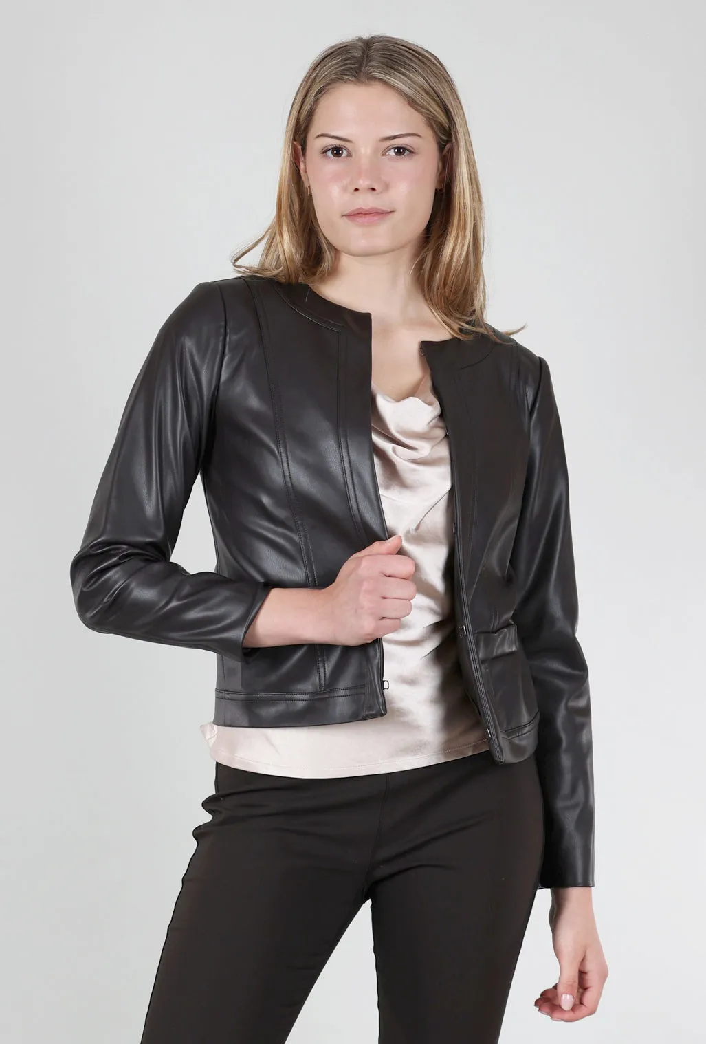 Coco Faux Leather Jacket, Brown