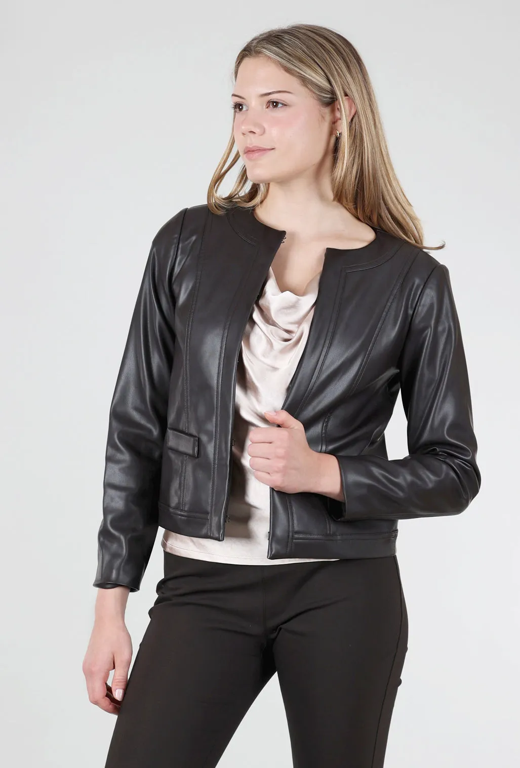 Coco Faux Leather Jacket, Brown