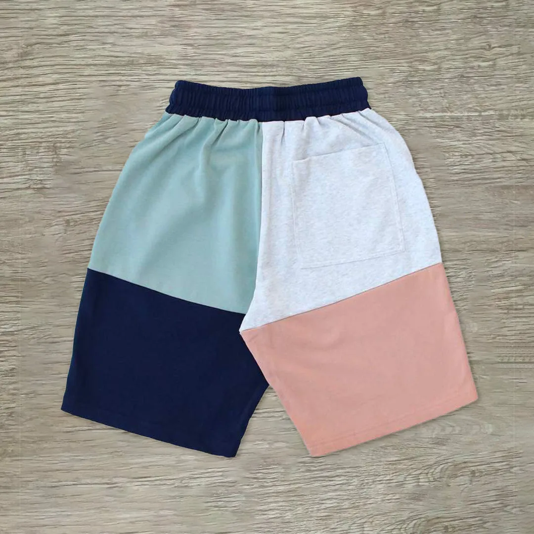 Colorblock smiley track shorts