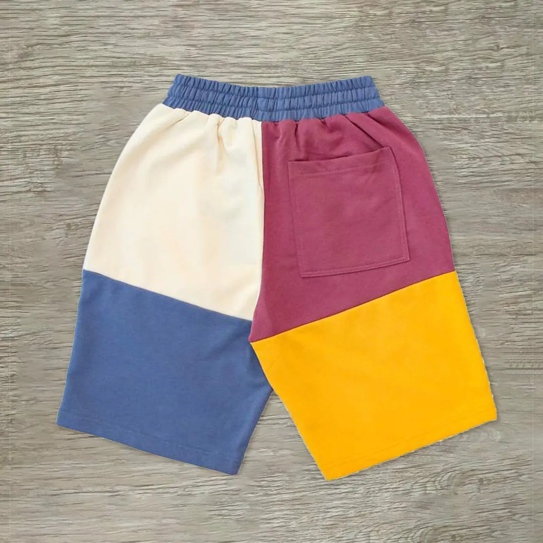 Colorblock smiley track shorts