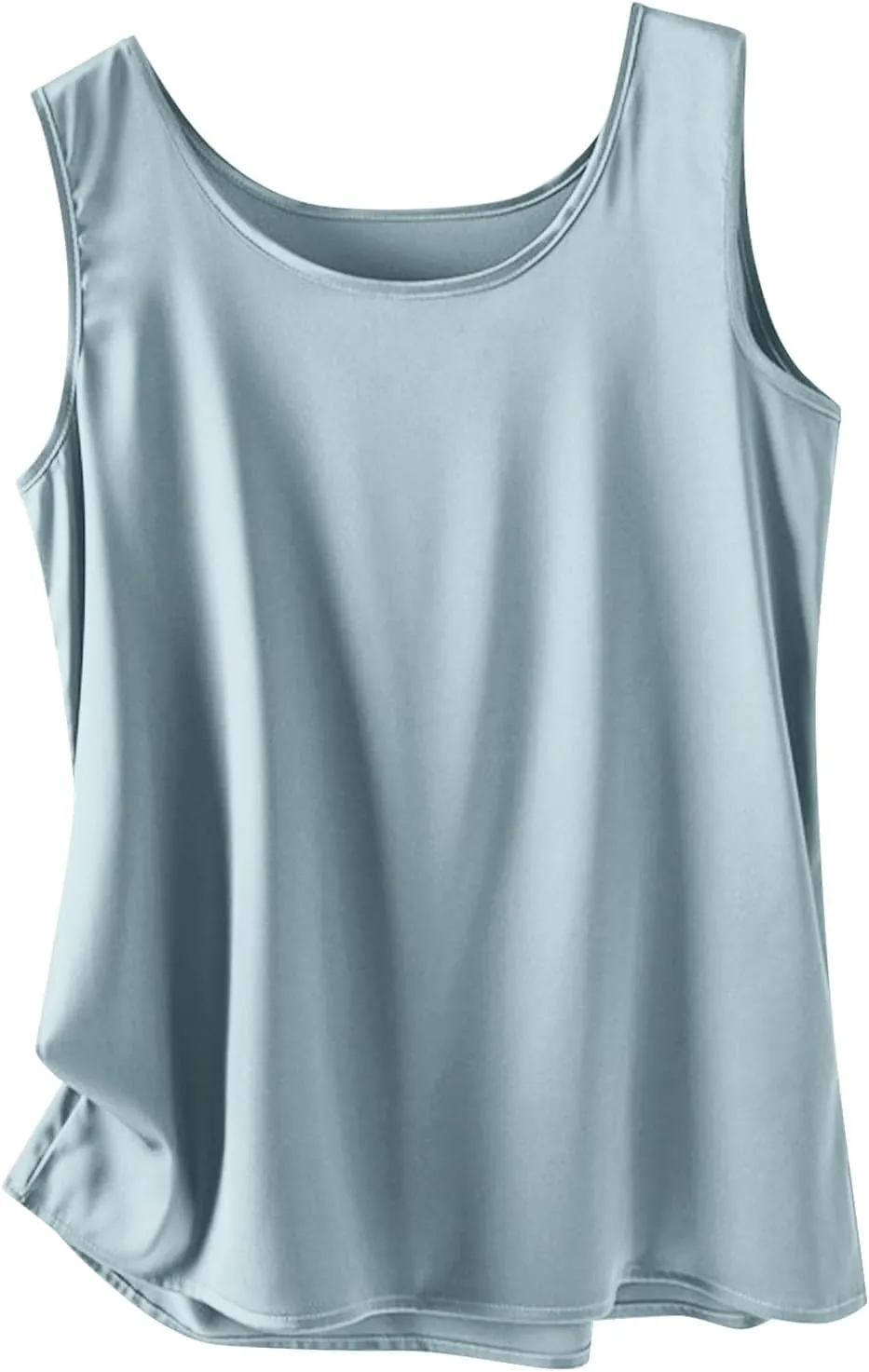 Comfy Satin Silk Tank Tops for Women Summer Boat Neck Neck Sleeveless Undershirt Casual Elegant Basic Tanks Blouses