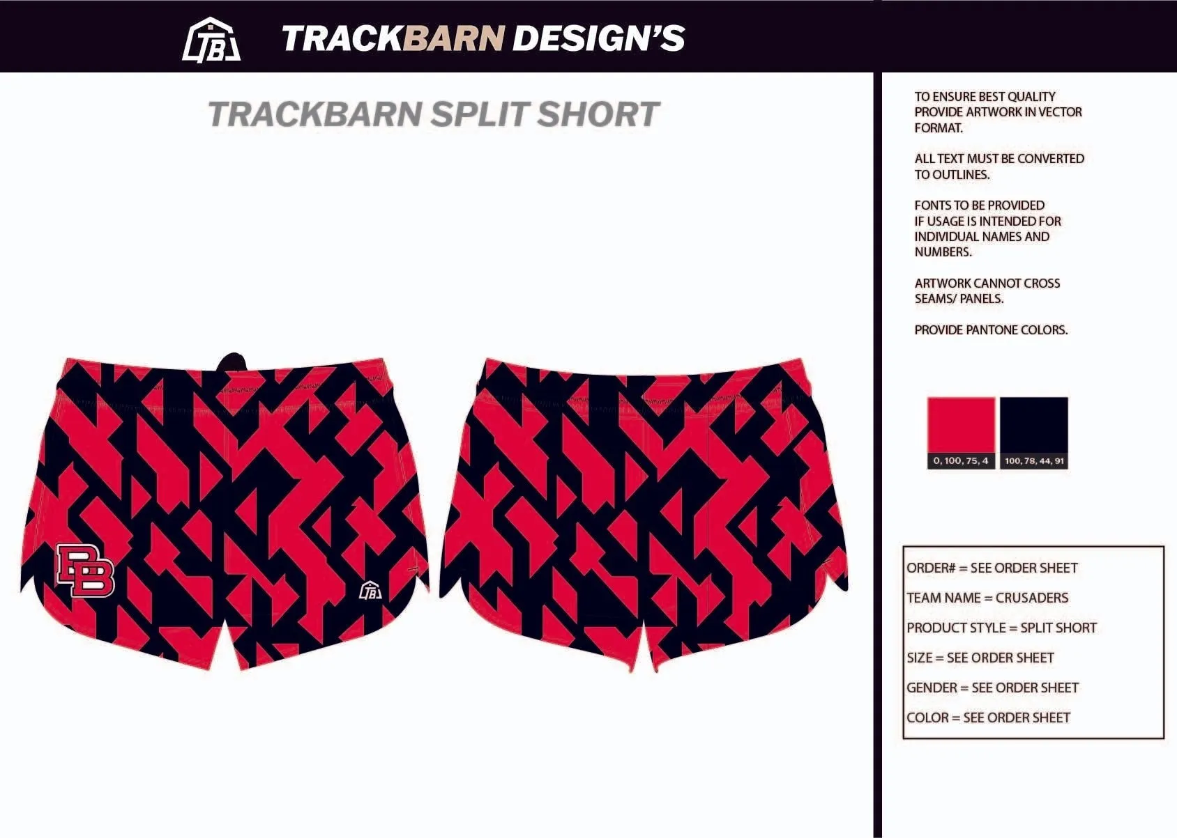Crusaders-- Womens Split Track Short