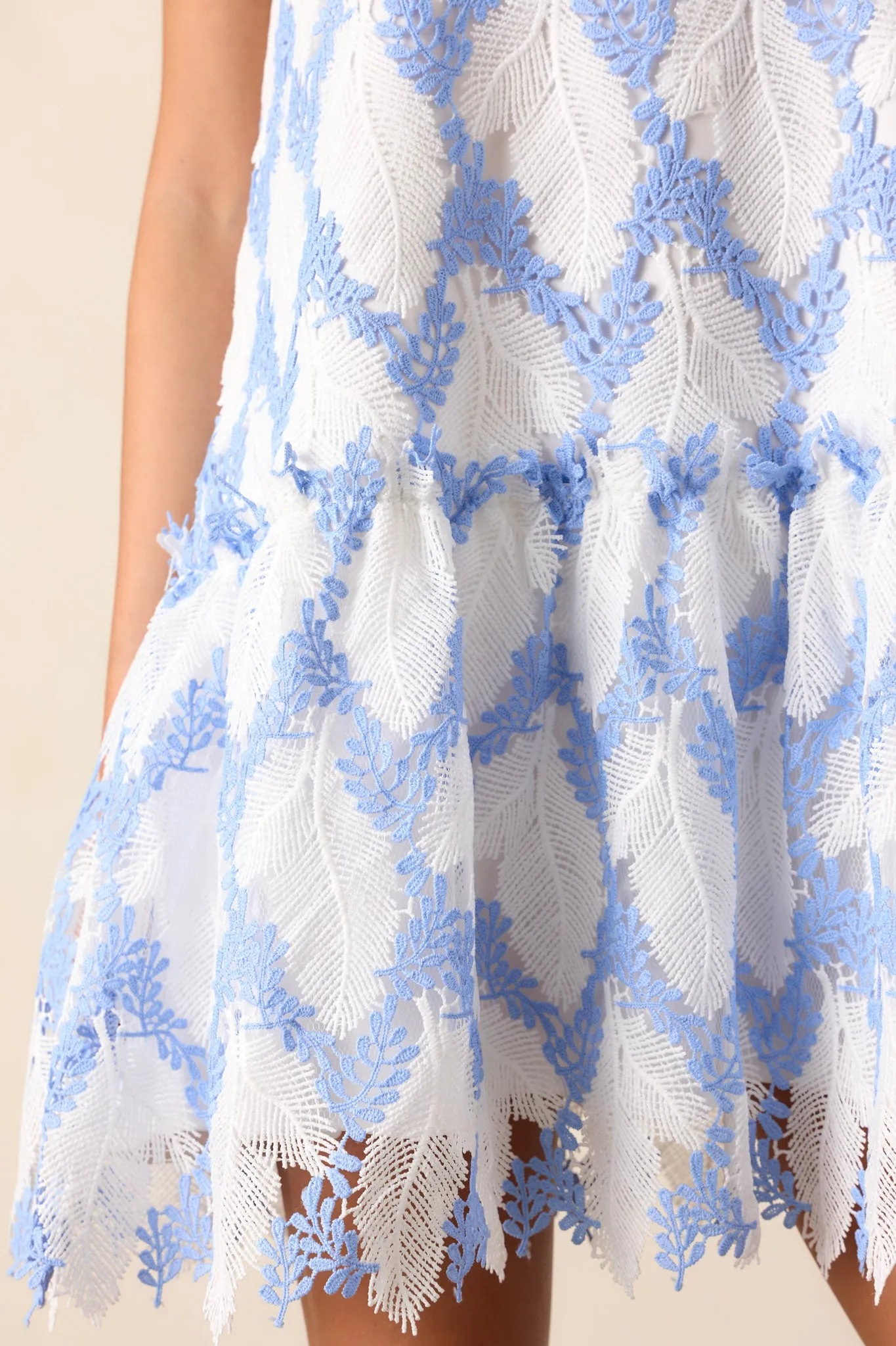Daydreams Of You Sky Blue Sleeveless Lace Mini Dress