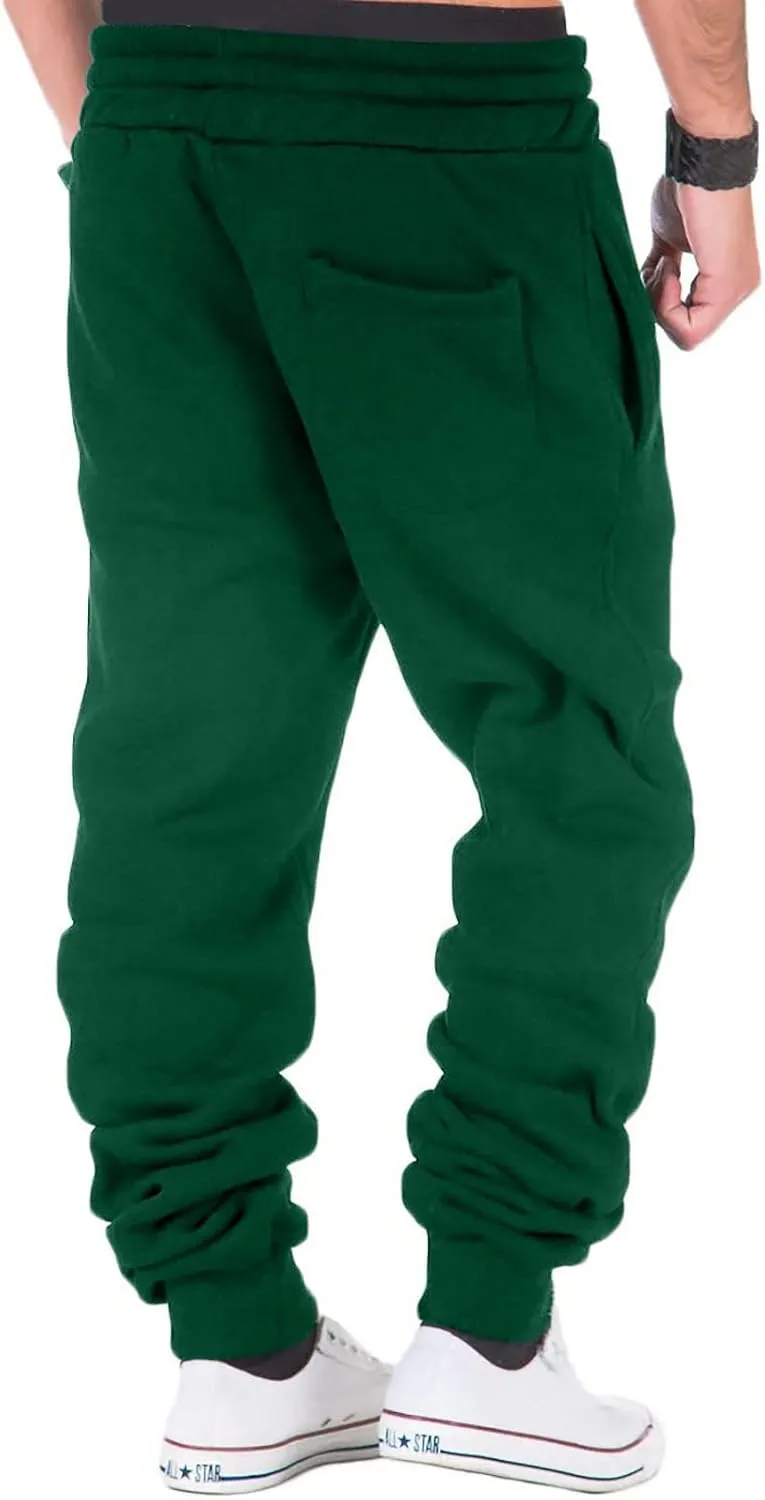 Fleece Lined Sweatpants for Men Slim Fit Jogger Pants with Drawstring Casual Track Pants Tapered Winter Trousers