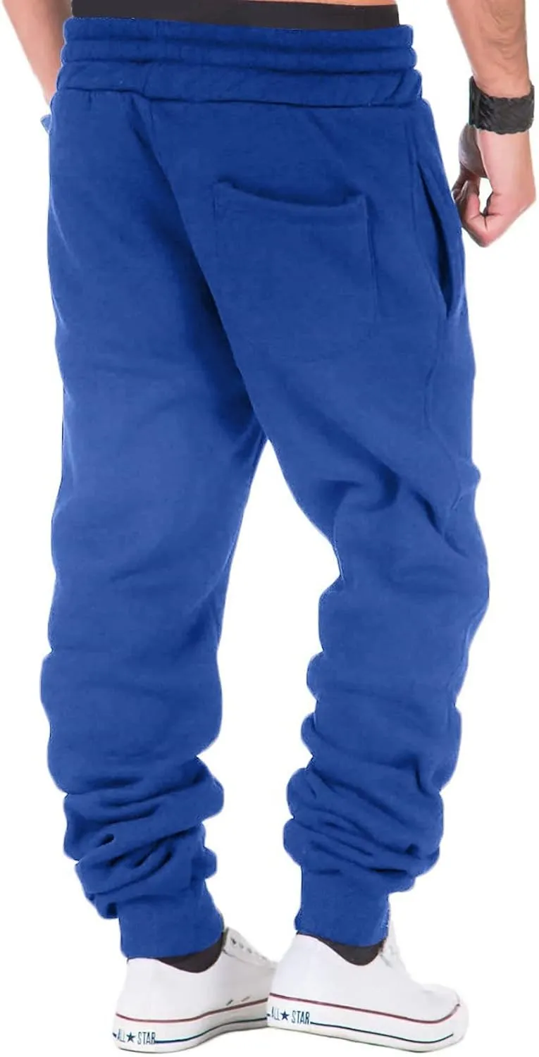 Fleece Lined Sweatpants for Men Slim Fit Jogger Pants with Drawstring Casual Track Pants Tapered Winter Trousers