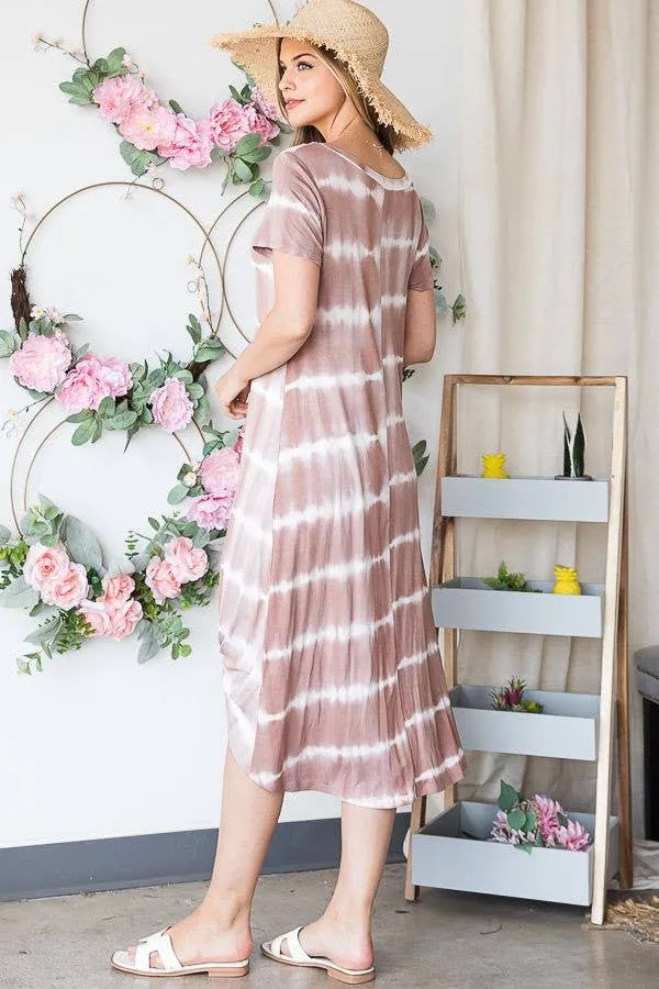 Front Twist Short Sleeve Midi Dress