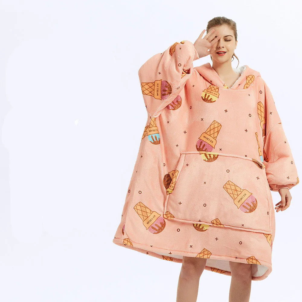 Hoodies Blankets Lazy Blanket Hooded Sweater Thermal Pajamas Autumn and Winter