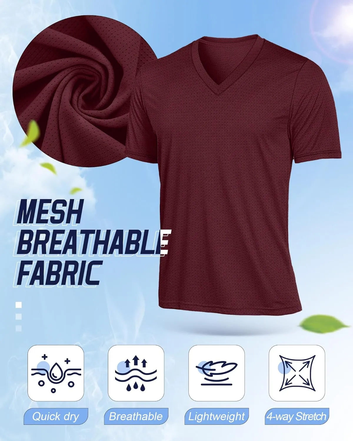 Huukeay 3 Pack Men's Big and Tall Workout Shirts, Short Sleeve V Neck Sport Tops Mesh Dry Fit Moisture Wicking Athletic Tees
