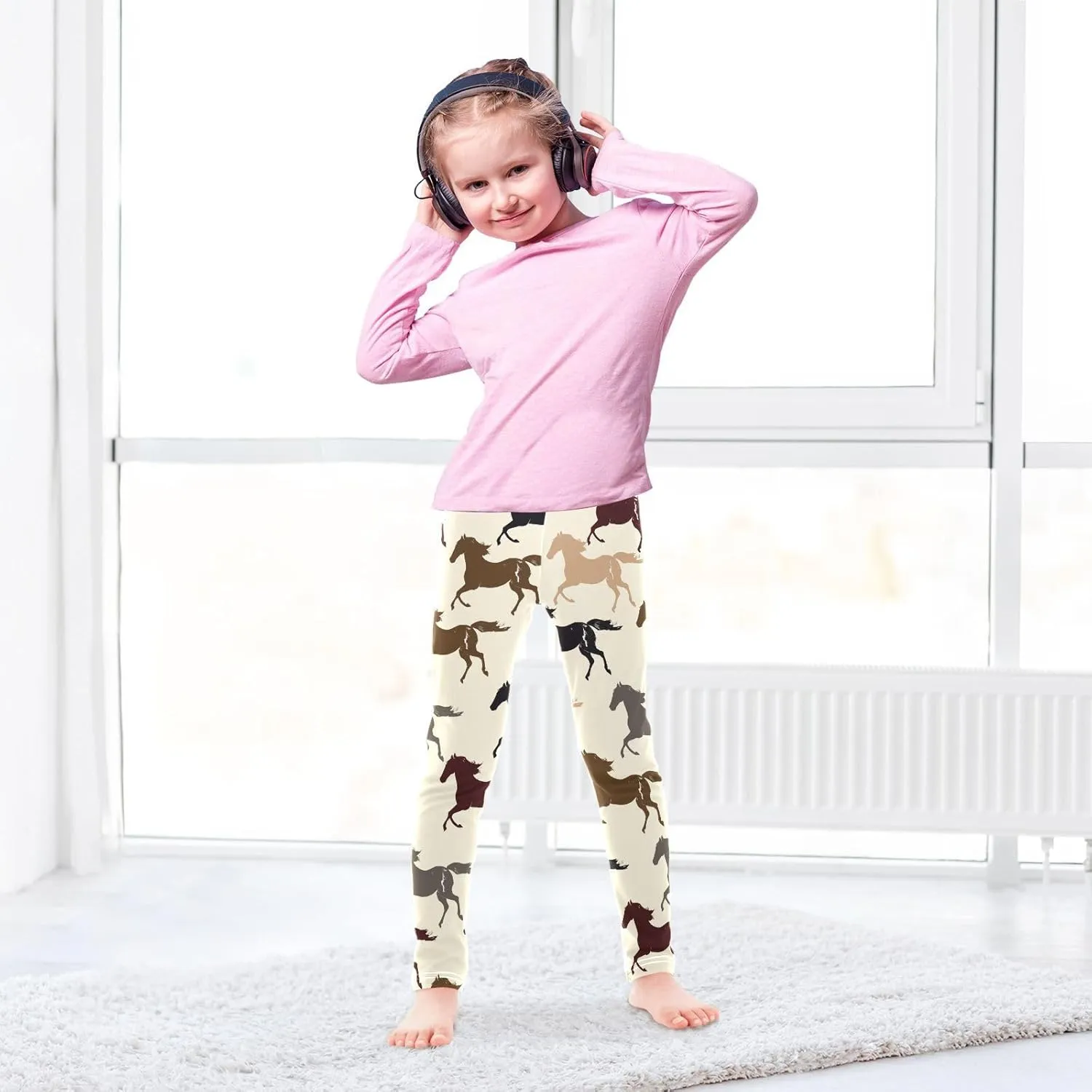 J JOYSAY Colorful Running Horses Girls Leggings Toddler Pants Girls