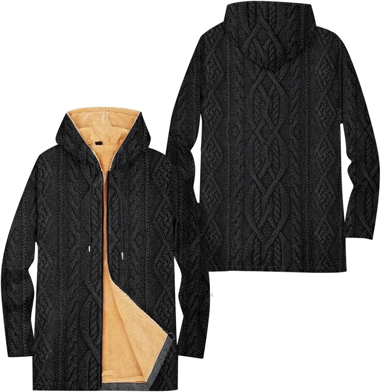 Mens Sherpa Lined Hoodie Zip Up Casual Heavyweight Hooded Fleece Thermal Thick Sweatshirt