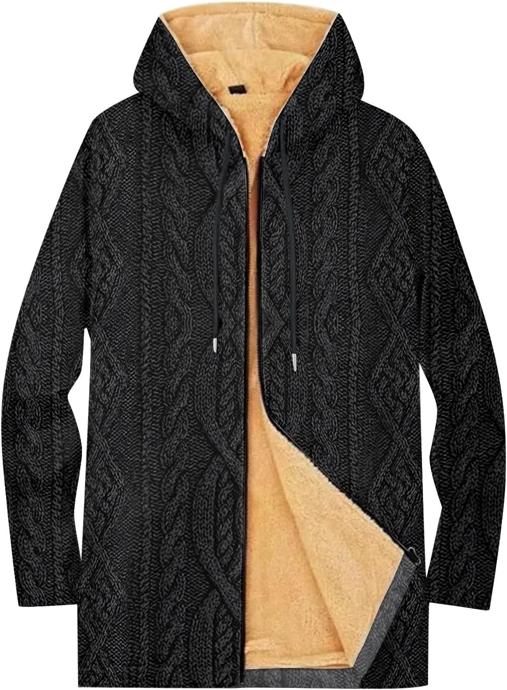 Mens Sherpa Lined Hoodie Zip Up Casual Heavyweight Hooded Fleece Thermal Thick Sweatshirt