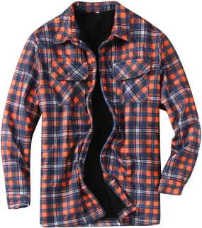 Mens Warm Sherpa Fleece Lined Shirt Jackets Button Down Thermal Plaid Flannel Coats Fall Winter Outwears