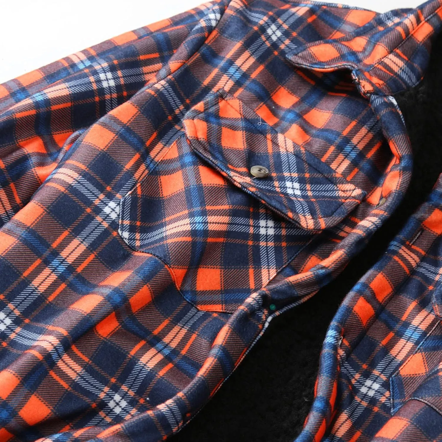 Mens Warm Sherpa Fleece Lined Shirt Jackets Button Down Thermal Plaid Flannel Coats Fall Winter Outwears