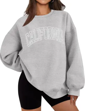 Oversized Sweatshirt for Women Casual Long Sleeve Crewneck Print Graphic Pullover Tops Comfy Loose Fleece Sweatshirt