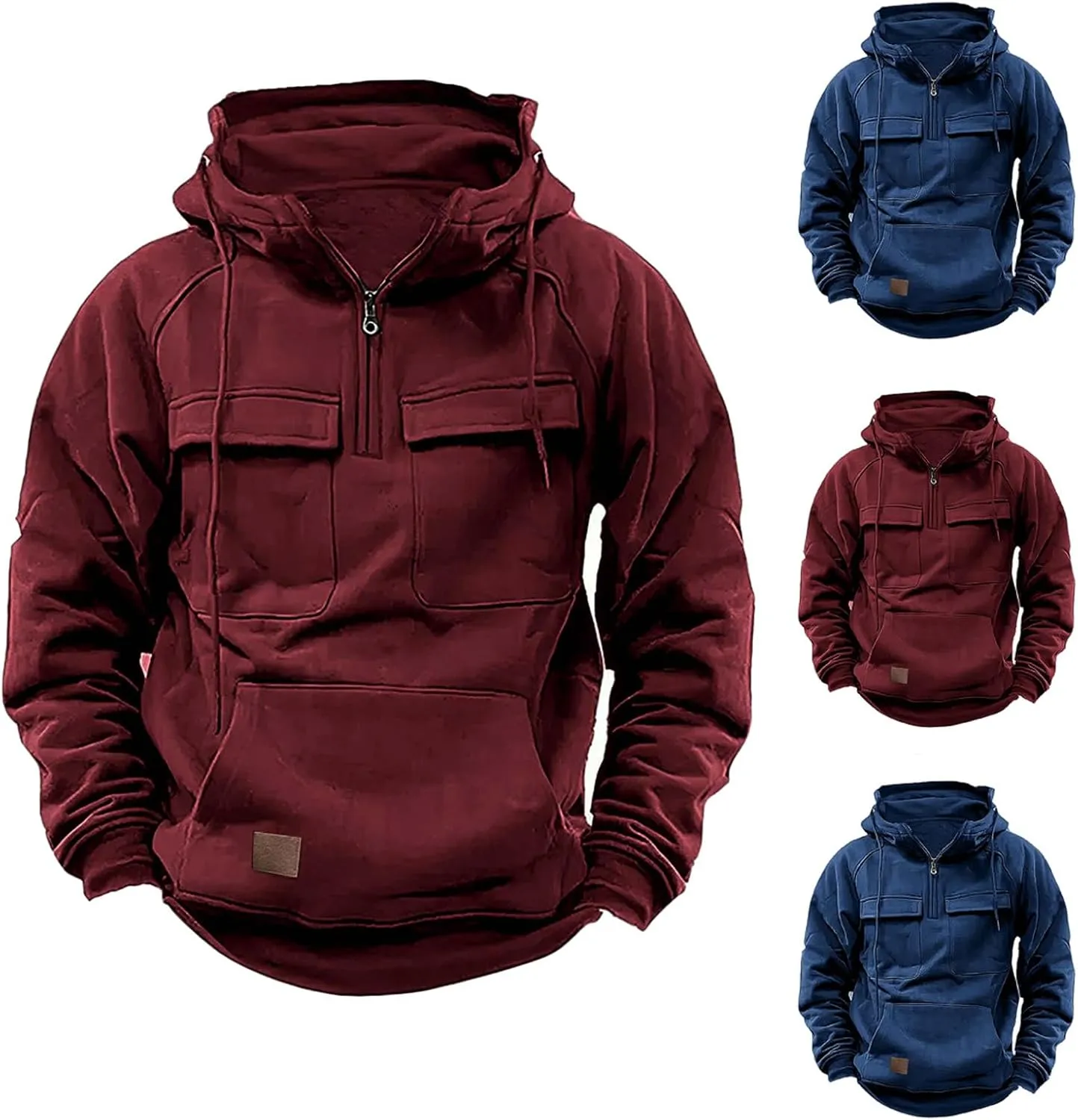 Quarter Zip Pullover Men Casual Tactical Camo Hoodie 1/4 Zip Long Sleeve Hooded Sweatshirts Workout Cargo Hoodies