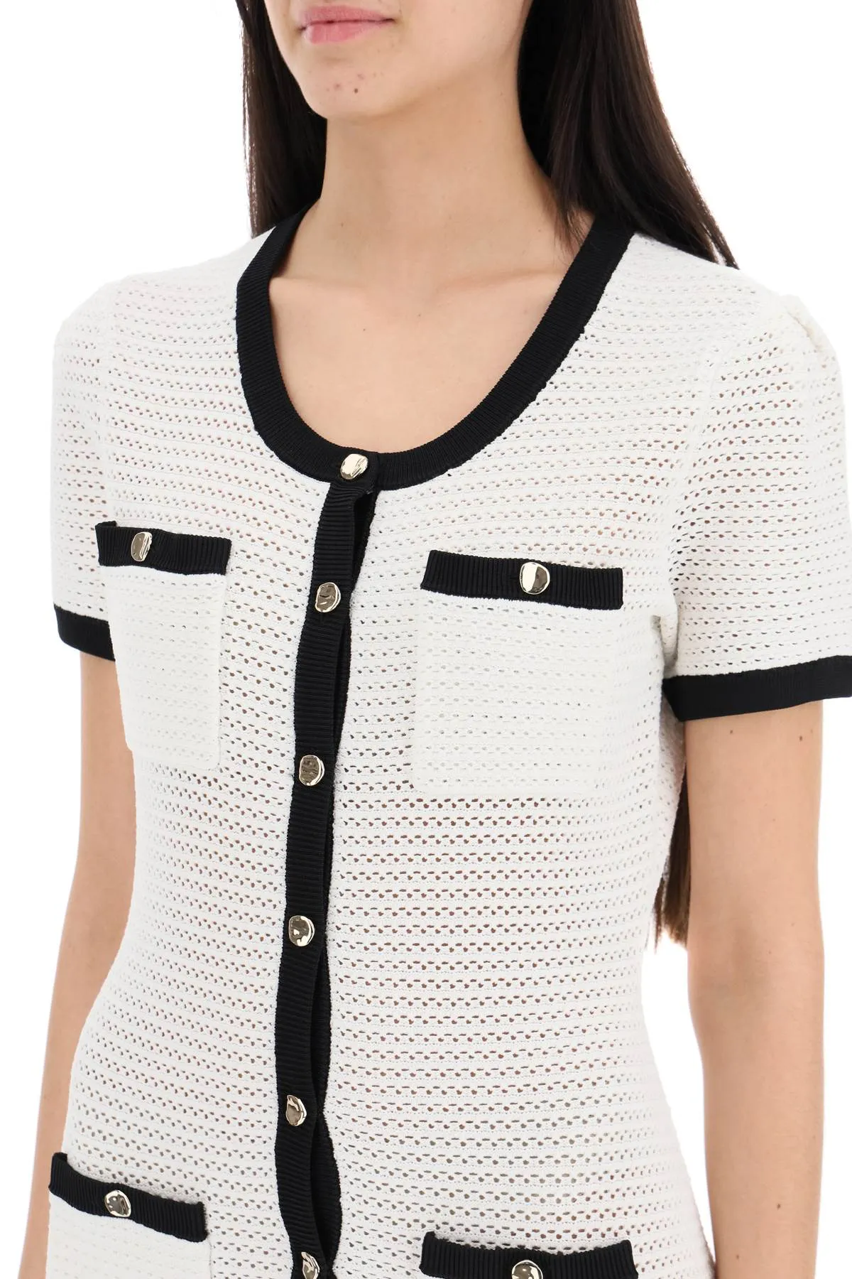 "maxi crochet dress with contrasting borders"