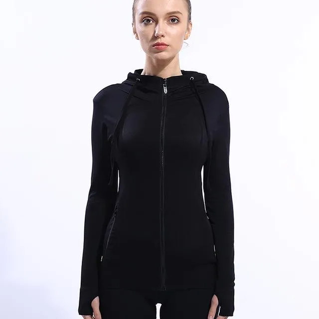Solid Color Slim Fit Yoga Zip Up Jacket