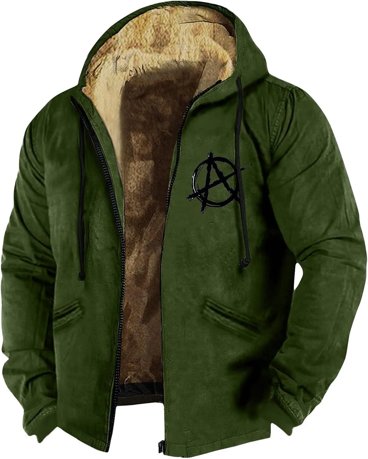 Winter Jackets for Men Heavyweight Sweatshirt Zip Up Sweatshirt Hoodie Fleece Sherpa Lined Warm Jacket Coat with Pockets