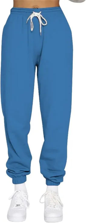 Women High Waisted Baggy Sweatpants 2024 Jogger Pants Y2k Trendy Lounge Trousers Pockets Baggy Cinch Bottom Jogger