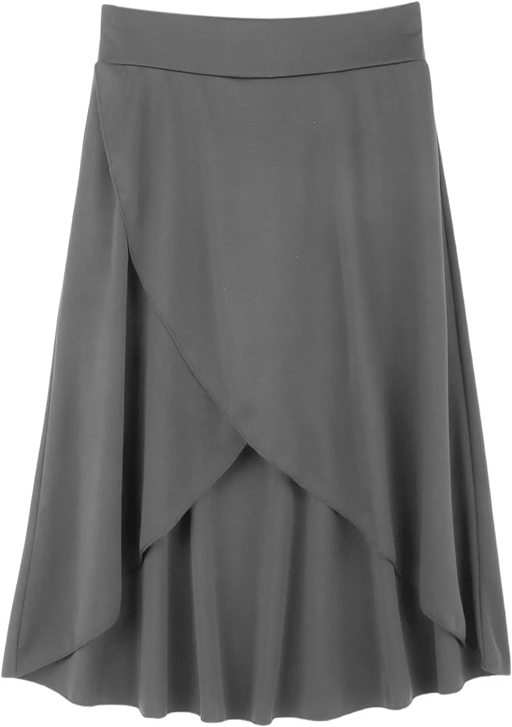 Women's High Waisted Ruffled Asymmetric Hem Long Skirt Split High Low Stretchy Skirt Handkerchief Hemline Midi Skirt