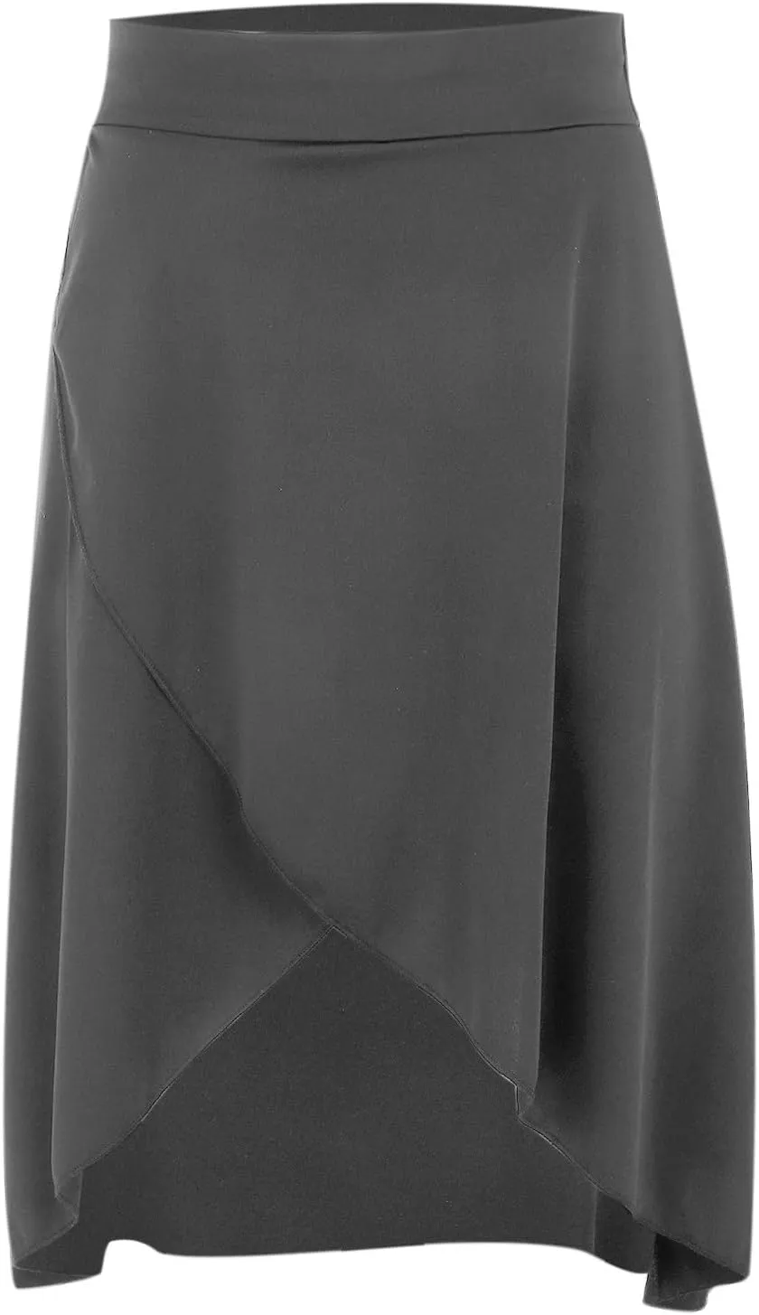 Women's High Waisted Ruffled Asymmetric Hem Long Skirt Split High Low Stretchy Skirt Handkerchief Hemline Midi Skirt