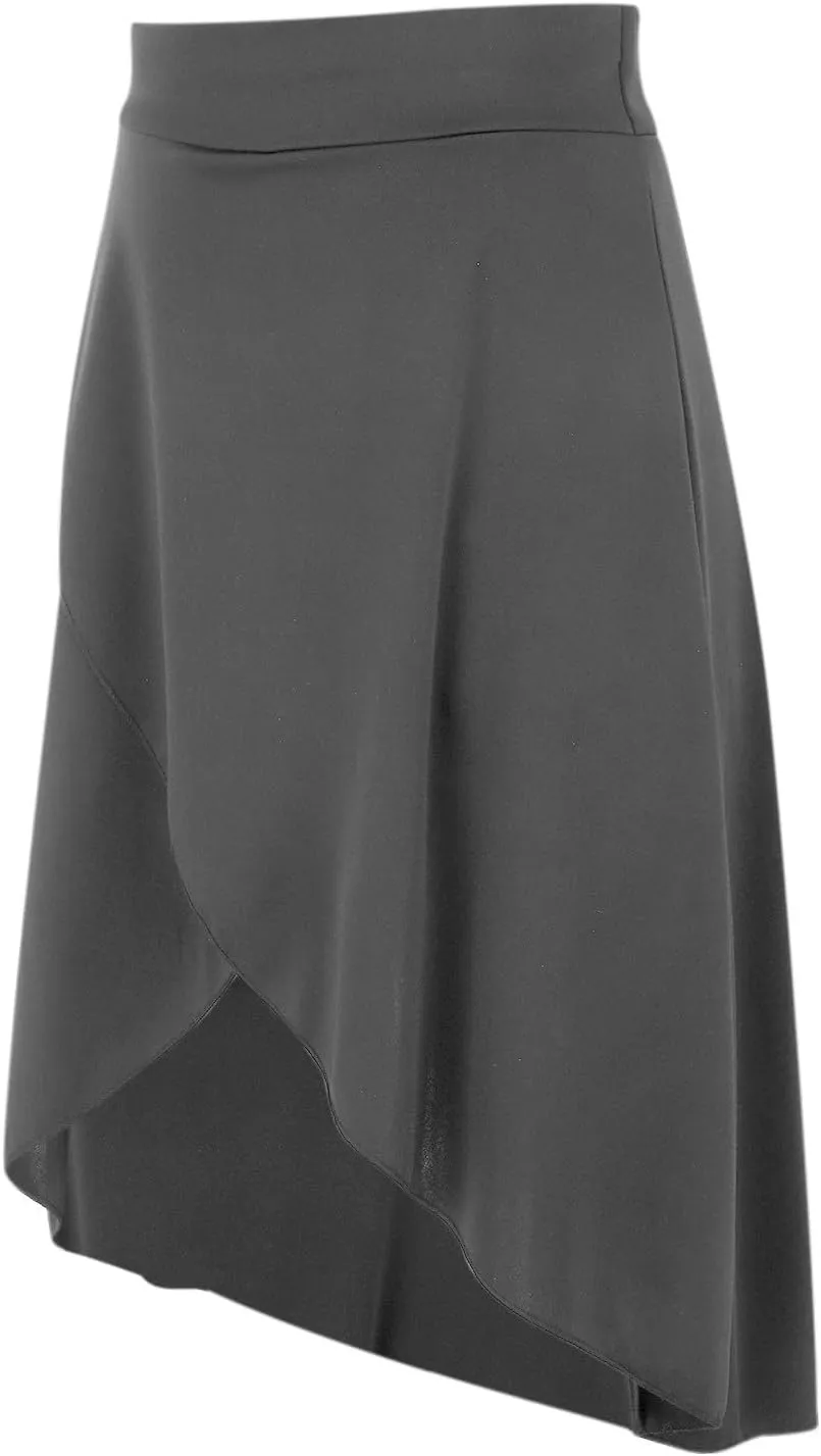 Women's High Waisted Ruffled Asymmetric Hem Long Skirt Split High Low Stretchy Skirt Handkerchief Hemline Midi Skirt