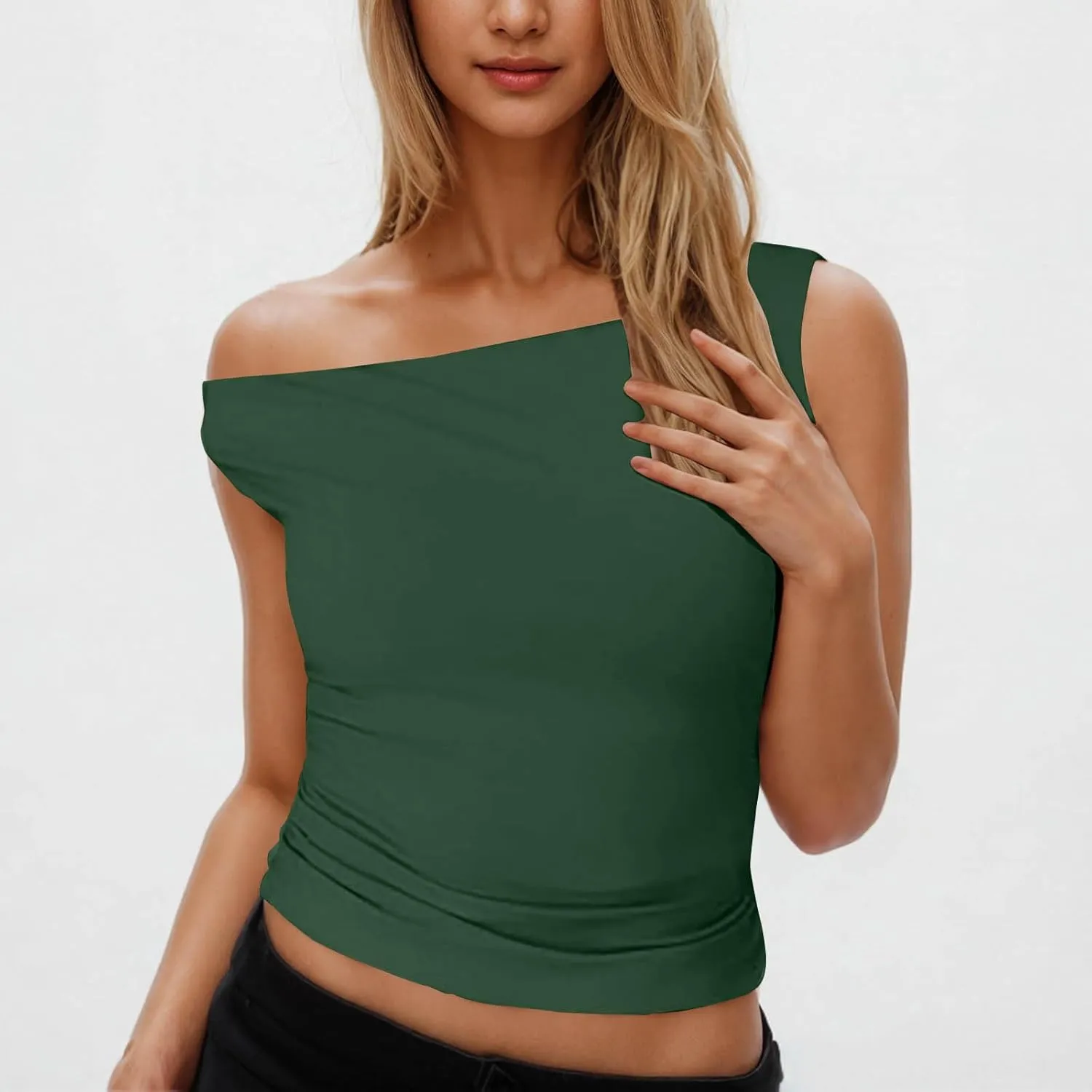 Womens Off Shoulder T-Shirts 2025 Spring Going Out Tank Tops Casual Fashion Summer Basic Sleeveless Blouse Clothes