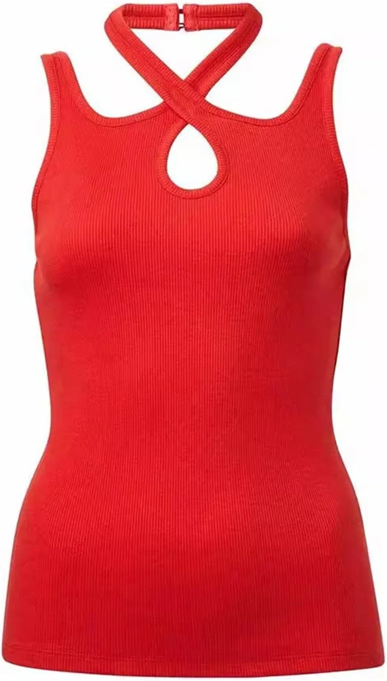 Women's Sexy Strap Neck Tank Tops Summer Casual Basic Tee Shirts 2025 Trendy Y2k Tops Outfits Slim Fit