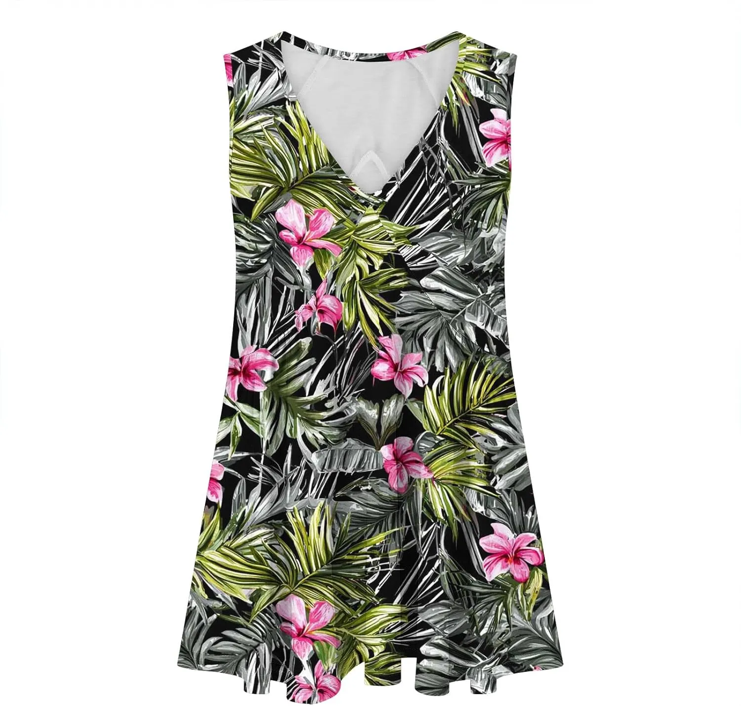 Womens Tank Tops Dressy Casual Sleeveless Printed Pleated Hawaiian Shirt V Neck Loose Beach Fashion Summer Tank Top