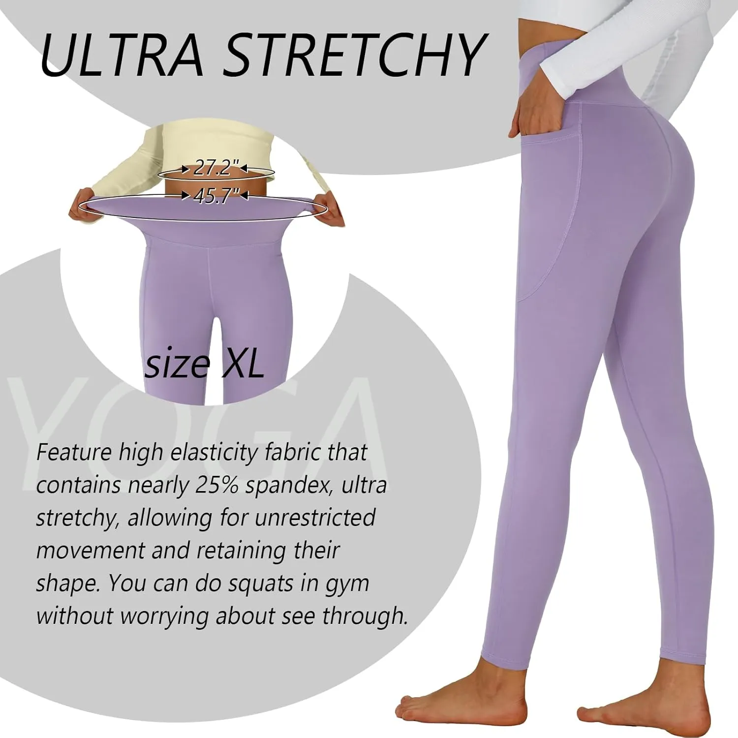 Womens Yoga Pants High Waisted Tummy Control Yoga Leggings Workout Leggings with Pockets Running Gym