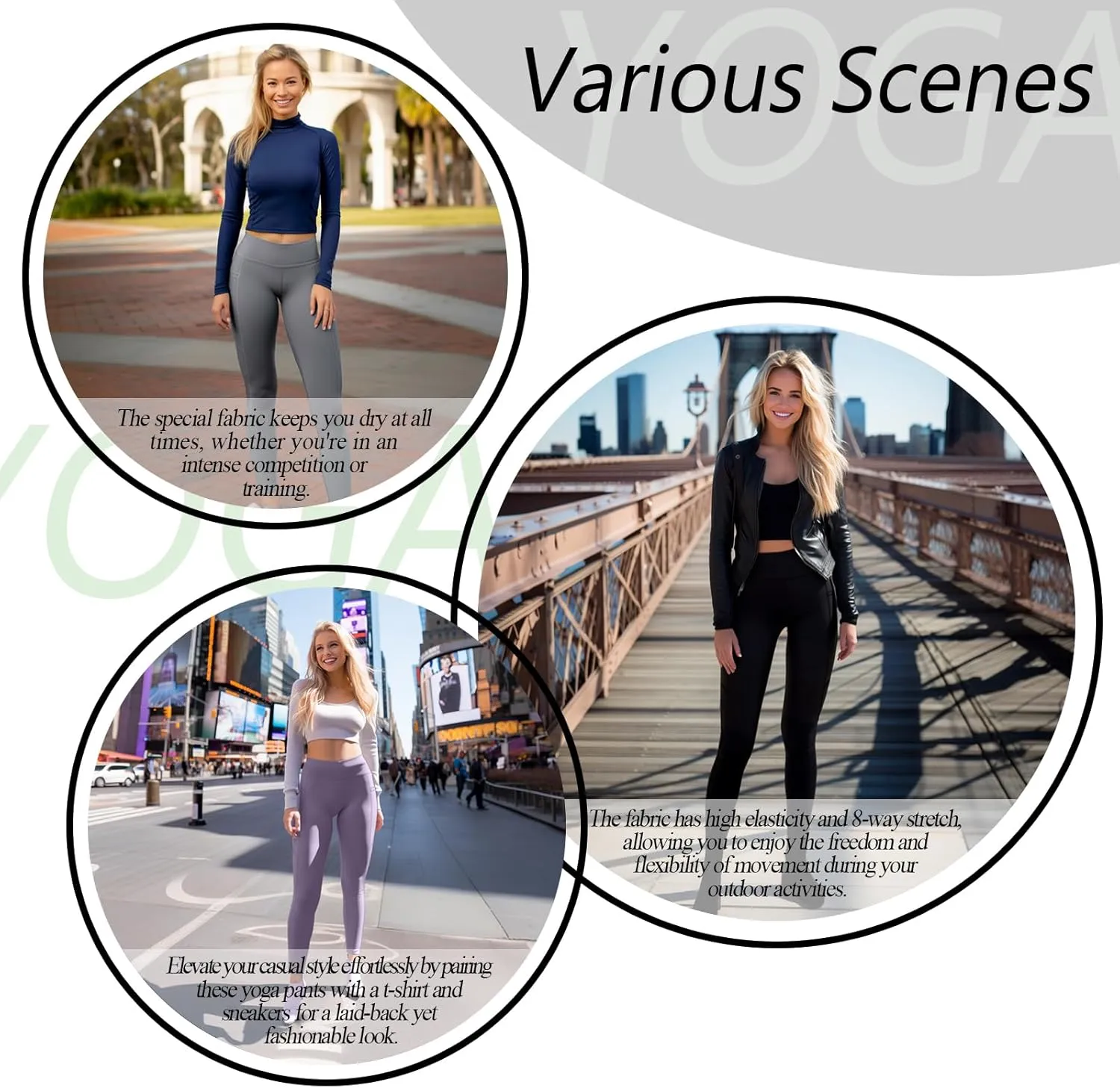 Womens Yoga Pants High Waisted Tummy Control Yoga Leggings Workout Leggings with Pockets Running Gym