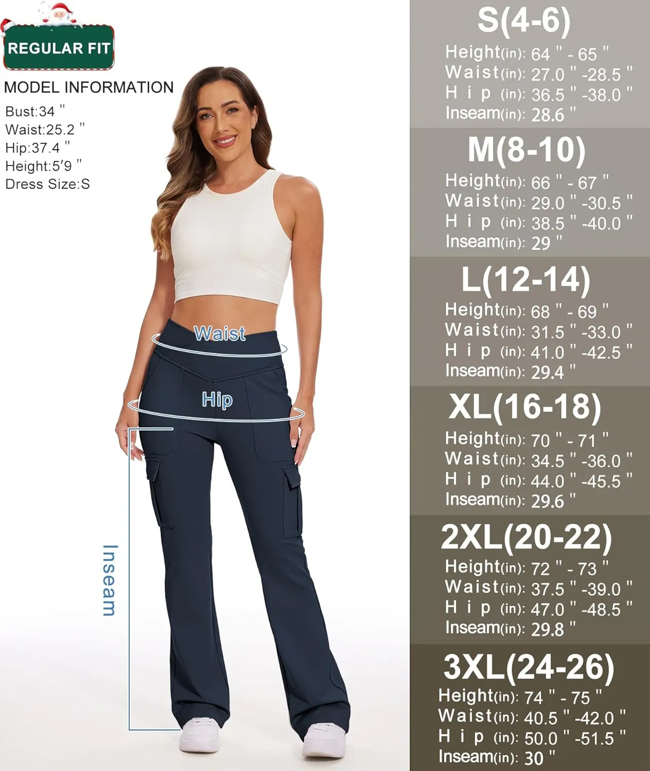 Yoga Flare Leggings for Women High Waisted Yoga Casual Pants Workout Leggings Cargo with 6 Pockets Bootcut Pants