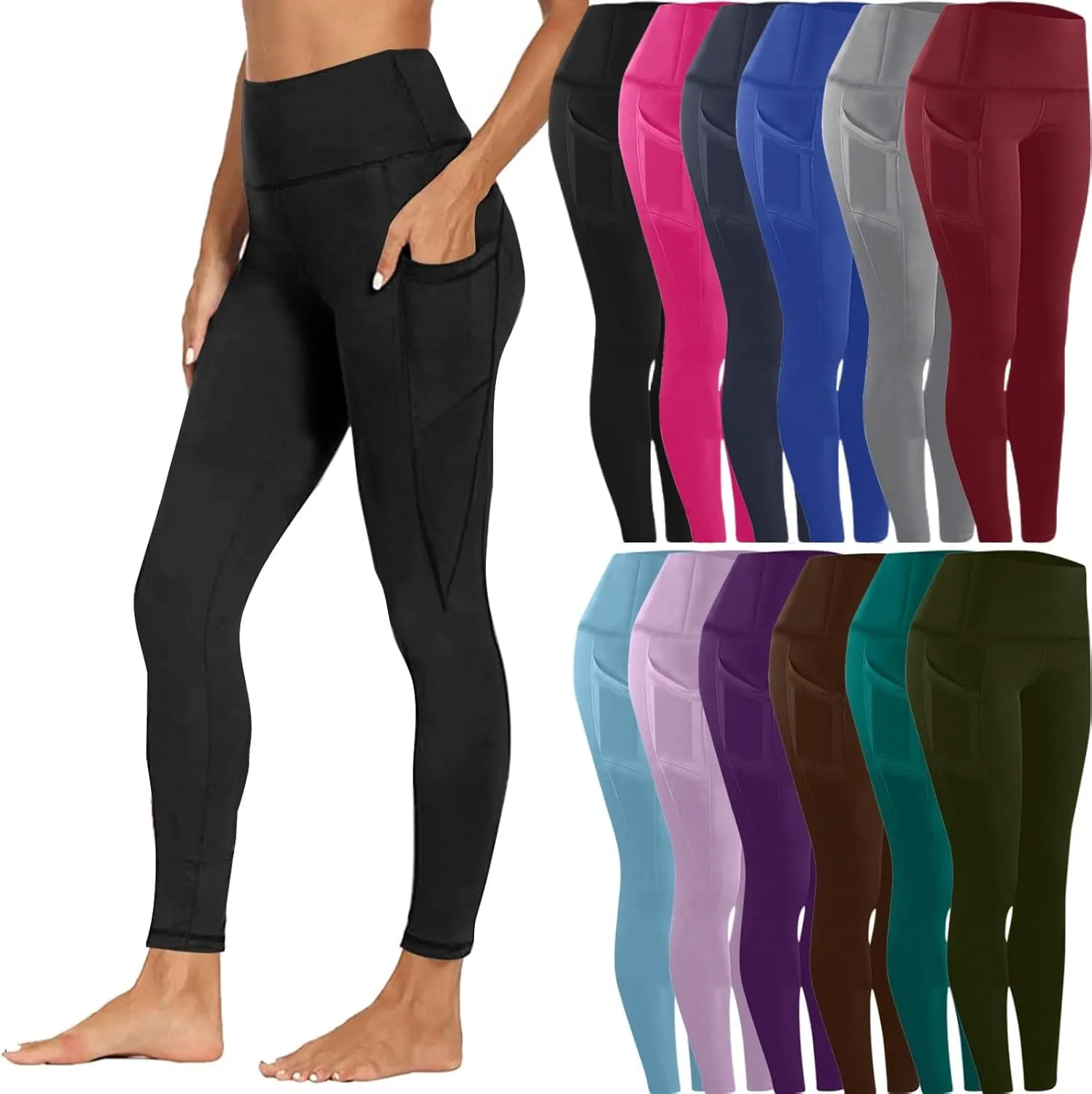 Yoga Pants Women Leggings with Pockets High Waisted Yoga Leggings Tummy Control Pant Workout Athletic Pants 2025