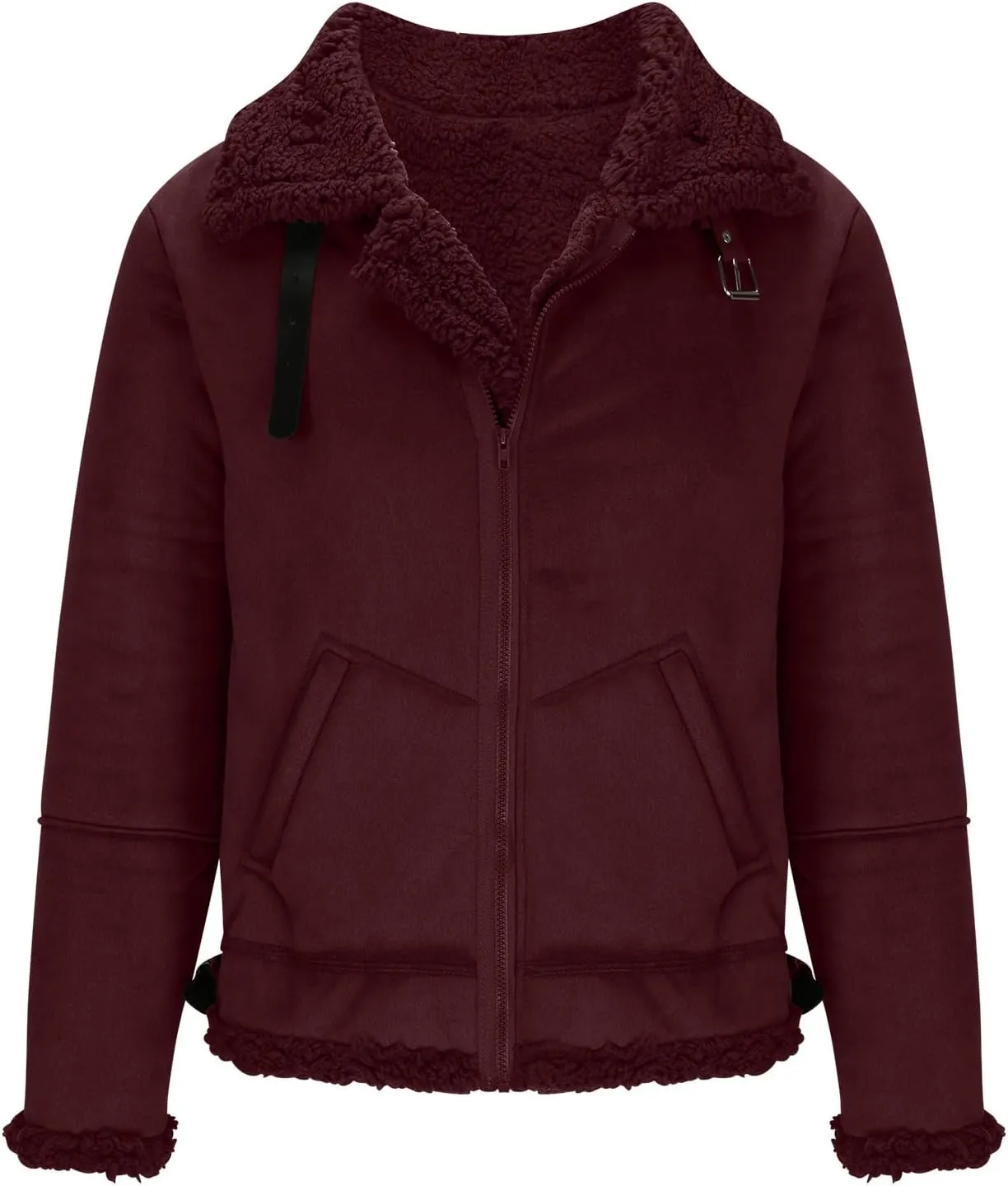 Zeiyignr Men's Winter Jacket Thick Thermal Full Zip Warm Sherpa Fleece Lined Coat Lapel Trucker Coats Vintage Bomber Jackets
